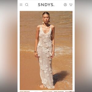 SNDY white lace maxi dress